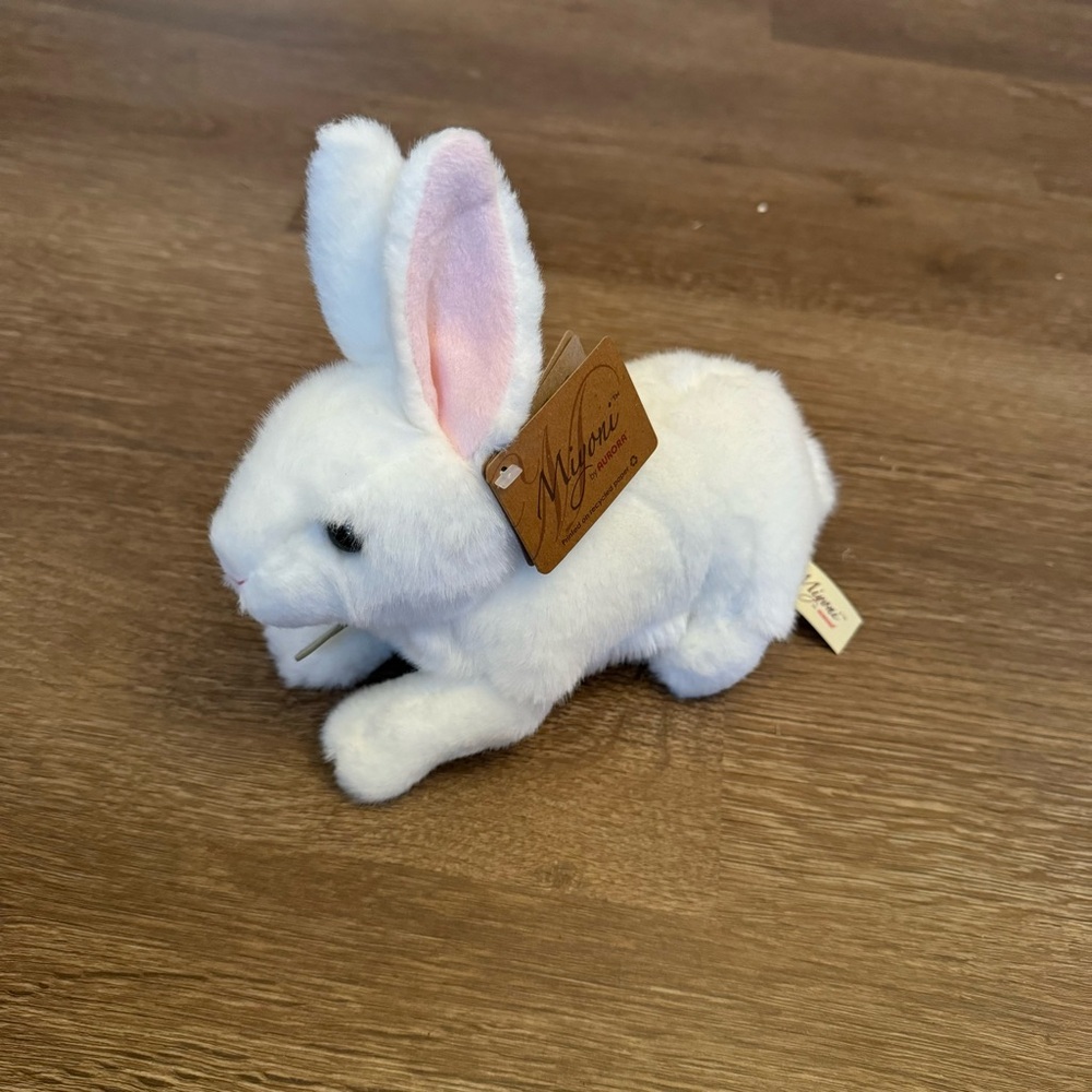 Aurora Small American White Rabbit Miyoni Realistic Stuffed Animal White 8"